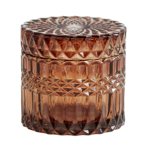 Amber Glass Jar w/ Lid Small