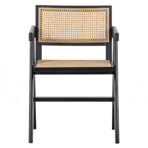 Dining Chair Rattan/Wood Black