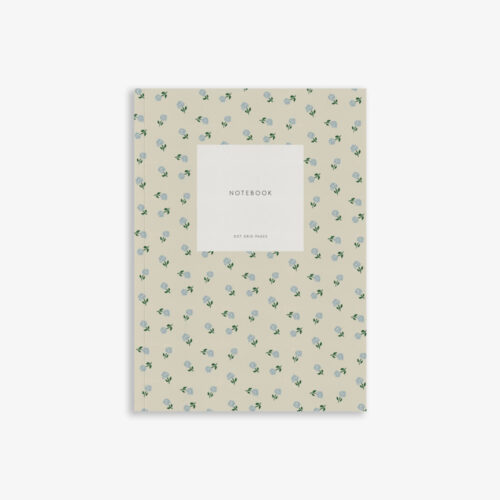 Small Notebook  Flower Creamy Grey