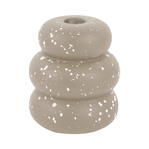 Cement Candleholder Speckled Rings Grey