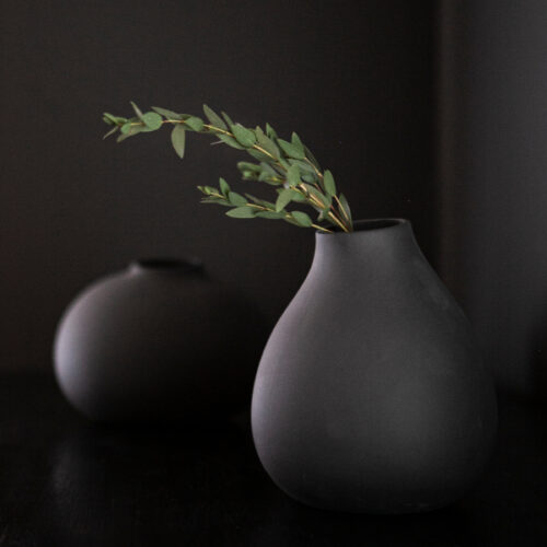 Dark Grey Tall Ceramic Vase