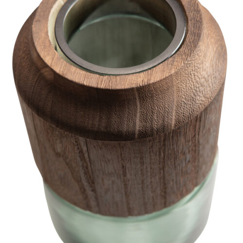 Glass Vase Blue/Green w/ Wooden Cap